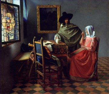 Johannes Vermeer Painting - La copa de vino barroco Johannes Vermeer